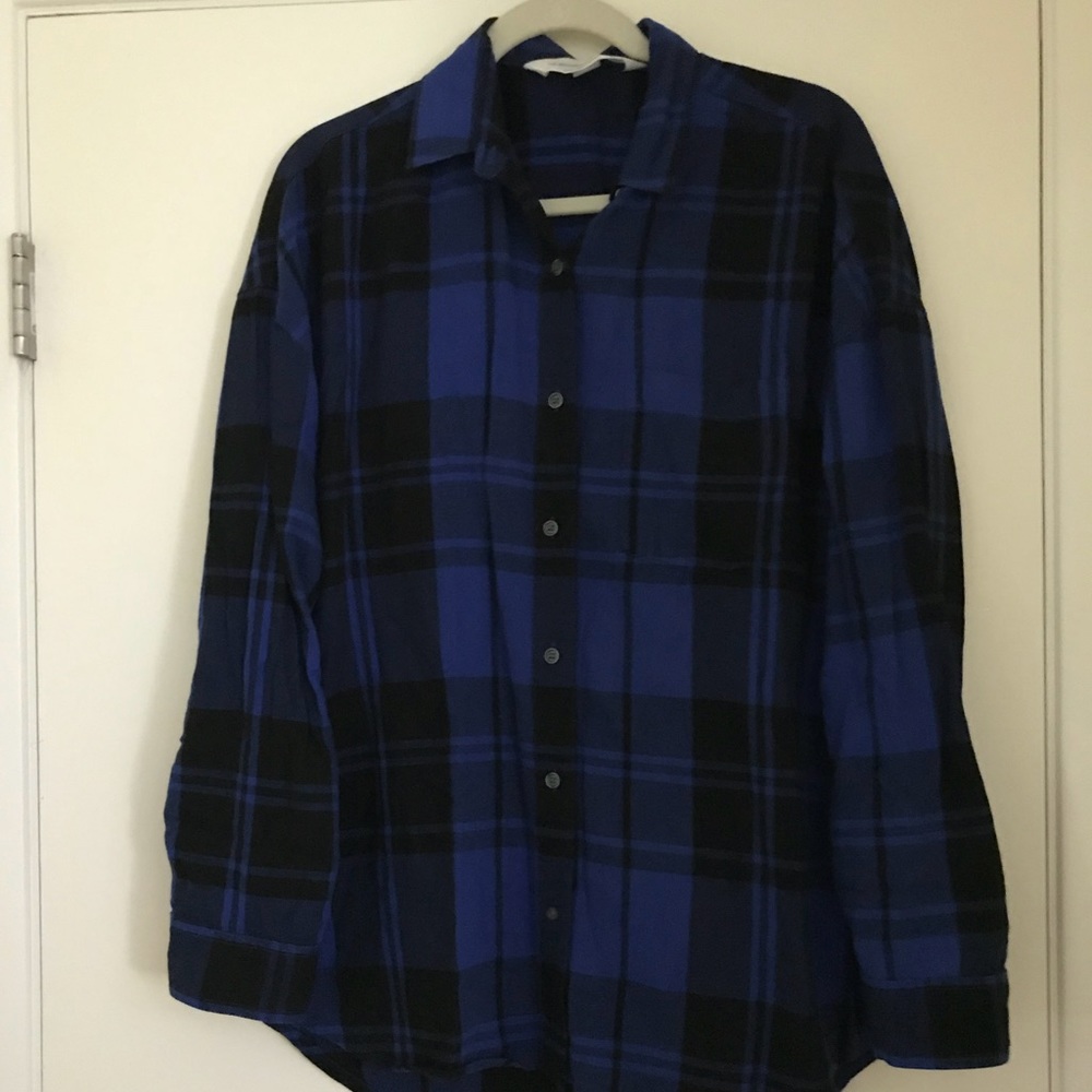 Blue and black plaid the  boyfriend shirt
